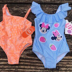 NWT Lot of 2 Baby Girls One Piece Swimsuits  Size 18 Months